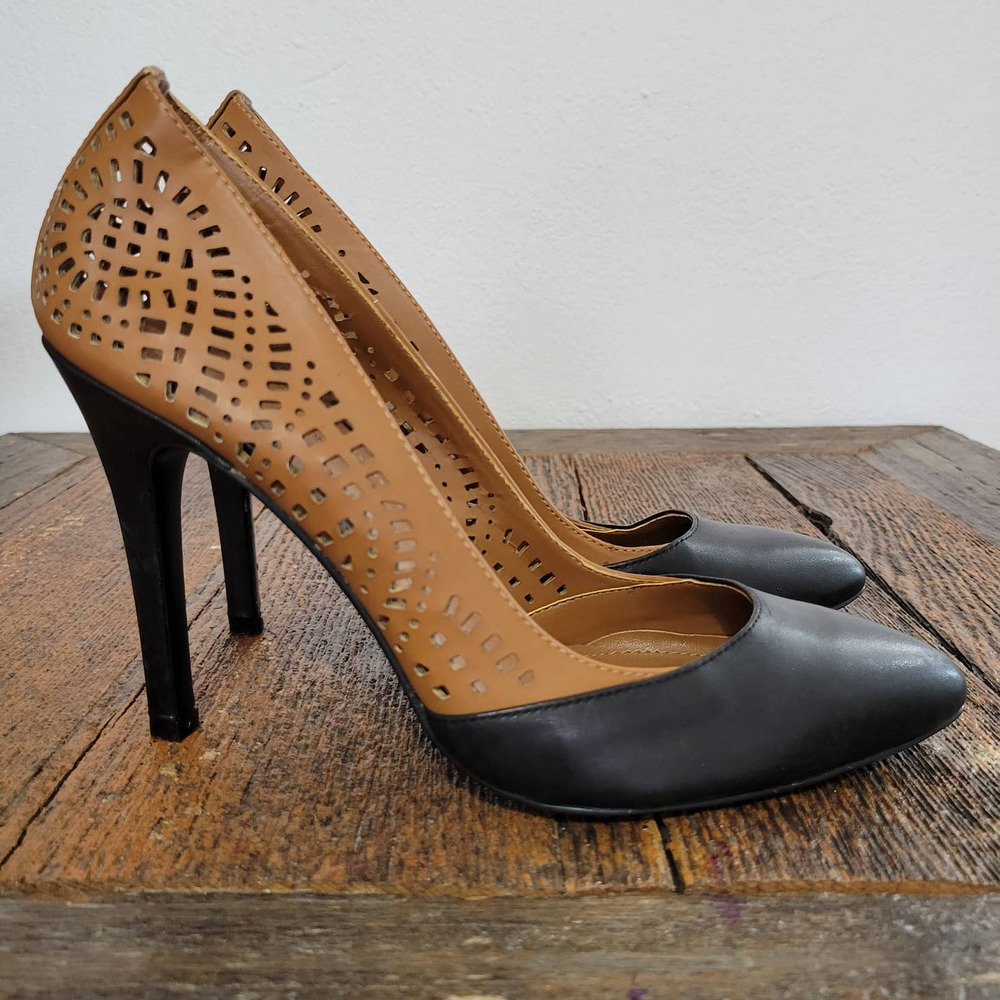 BCBGeneration Two Tone Laser Cut Stiletto Pumps